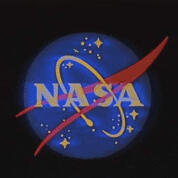 The National Aeronautics and Space Administration (NASA) logo with a retro filter